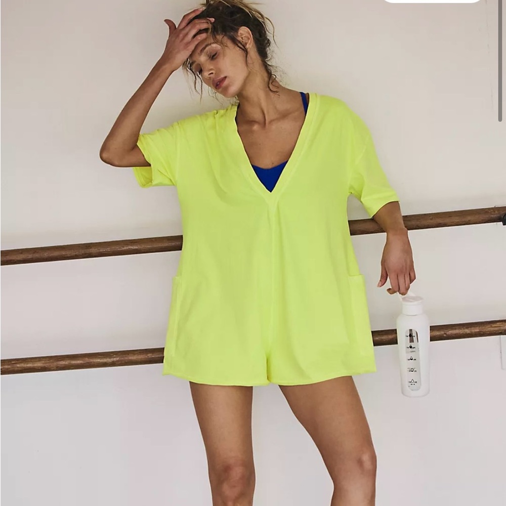 Free People Movement Hot Pink Hot Shot Tee Romper